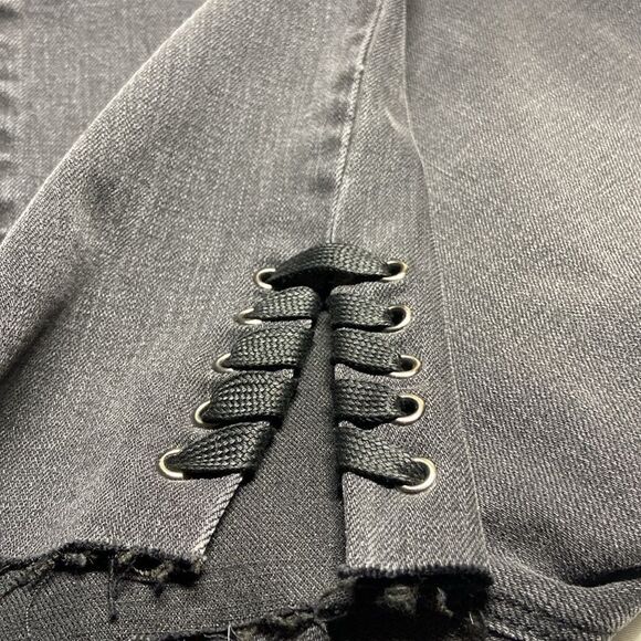 Wit & Wisdom NWOT ankle skinny, hi- rise, raw hem black denim jeans 10 - Picture 10 of 11